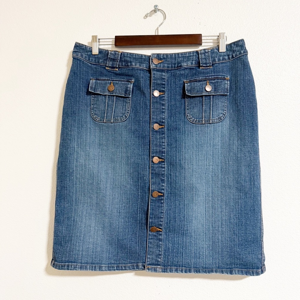 Venezia Button Front Jean Skirt